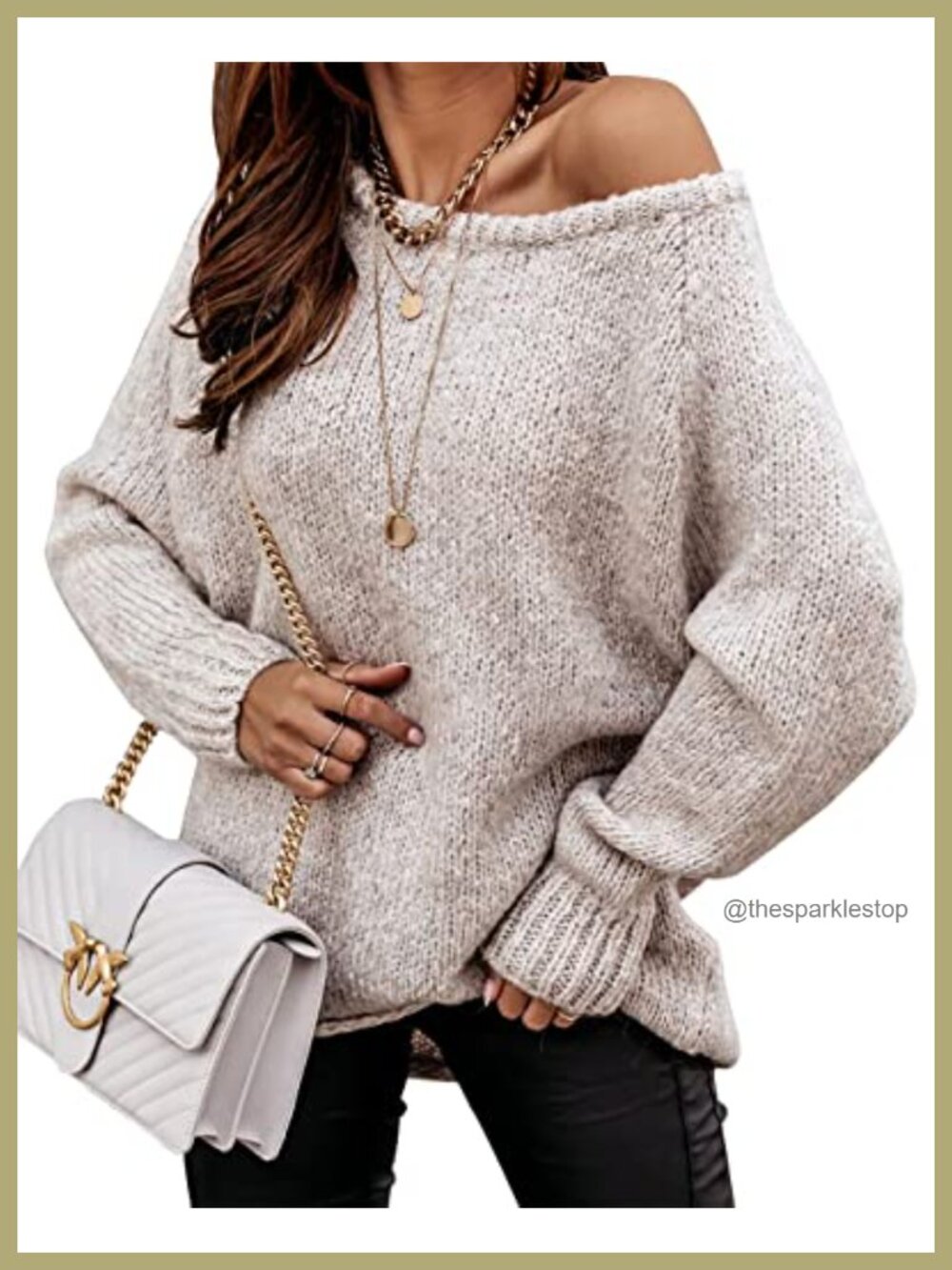 Women's Oversized Off Shoulder Sweater Long Sleeve Chunky Knit Pullover